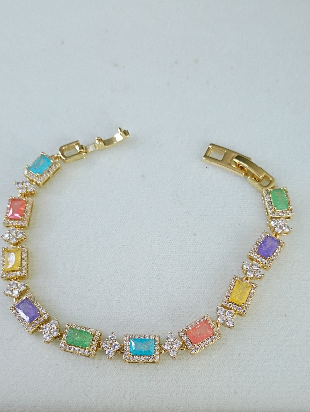 New Gold Multicolor Gemstone Tennis Bracelet - Women Jewelry 🚨 - Picture 3 of 5